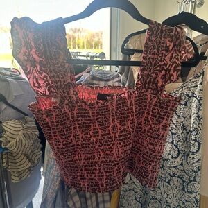 Pink and Black Patterned Women's Top